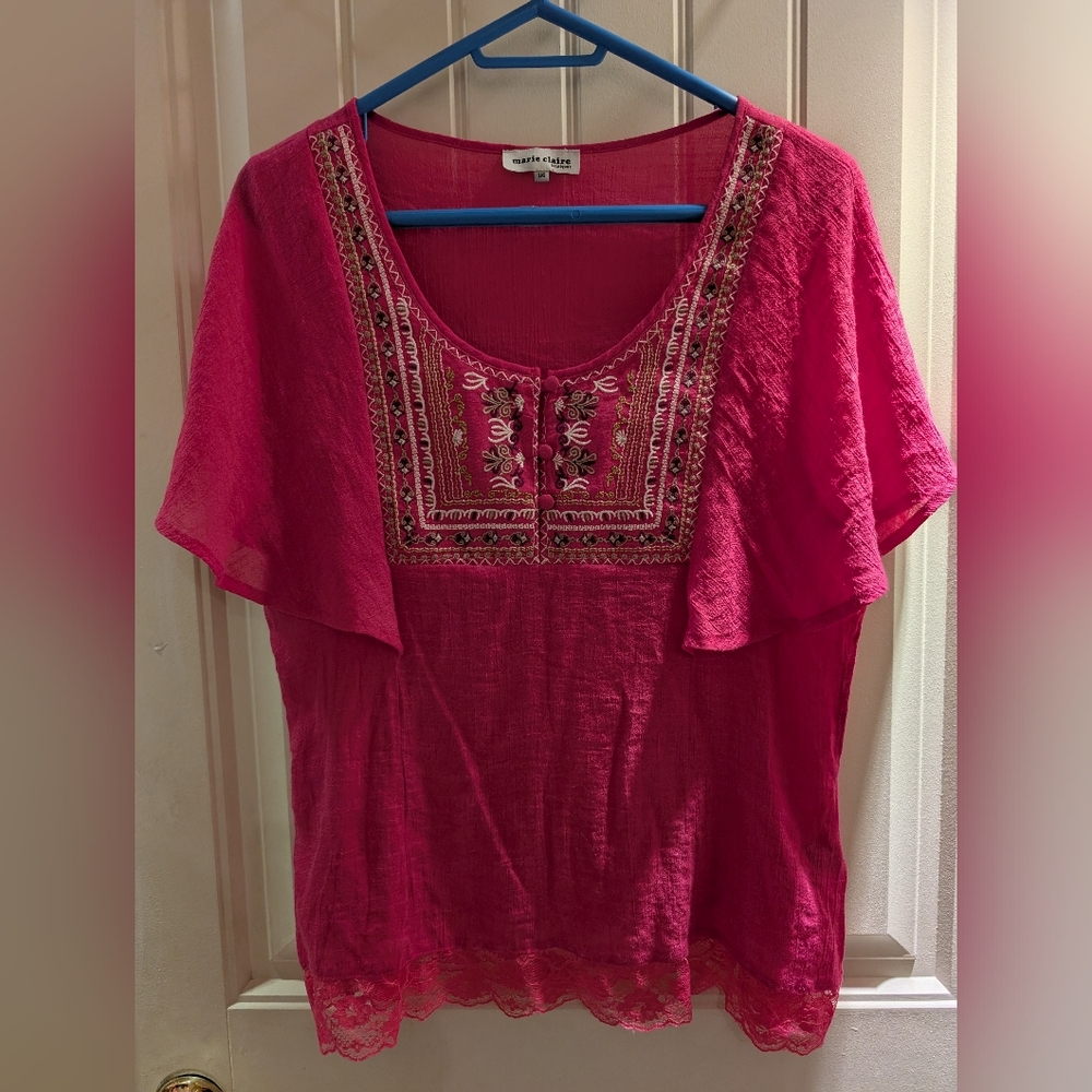 Magenta Embroidered Women's Blouse